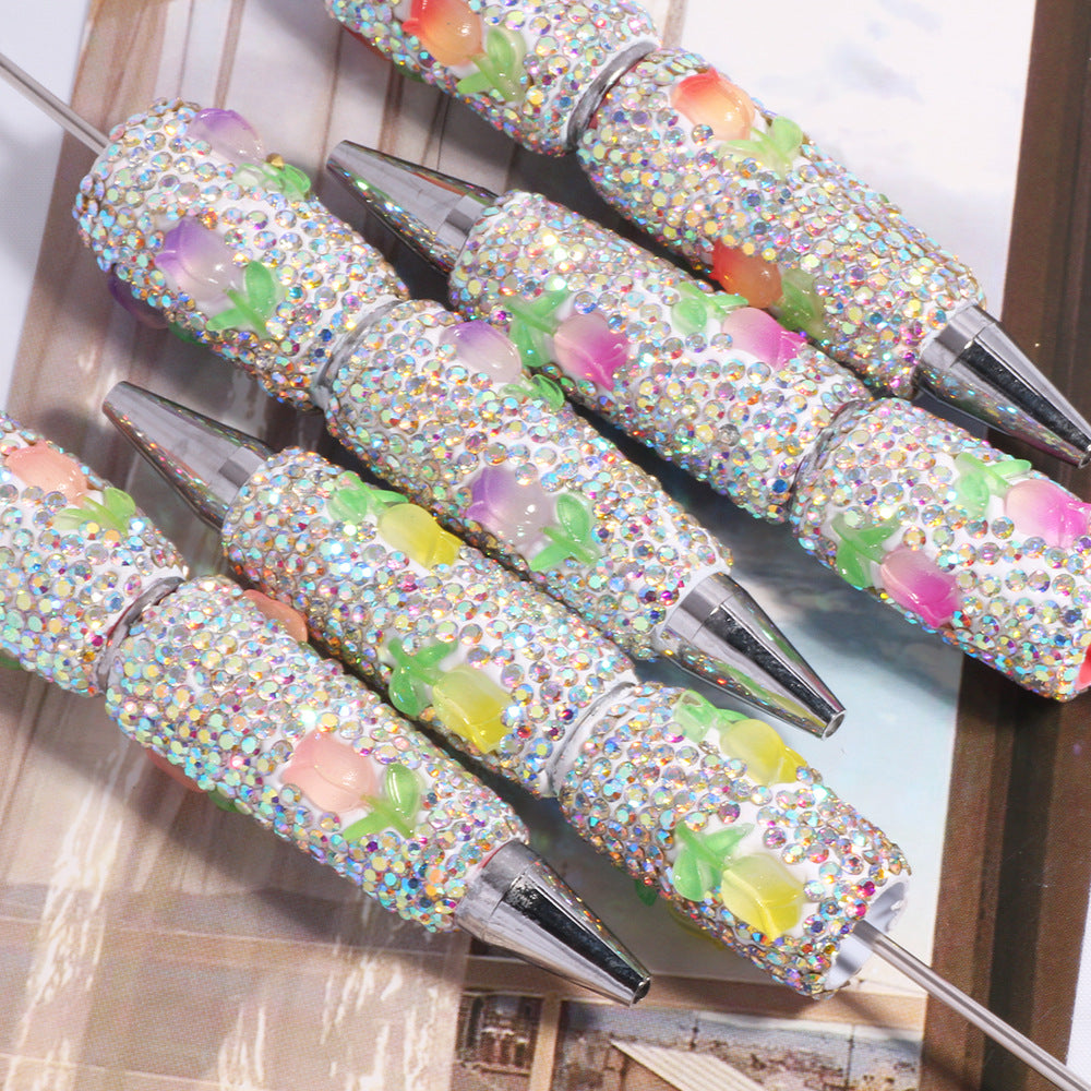 Wholesale wholesale beadable pens  flower diamond pen full diamond bead pen DIY